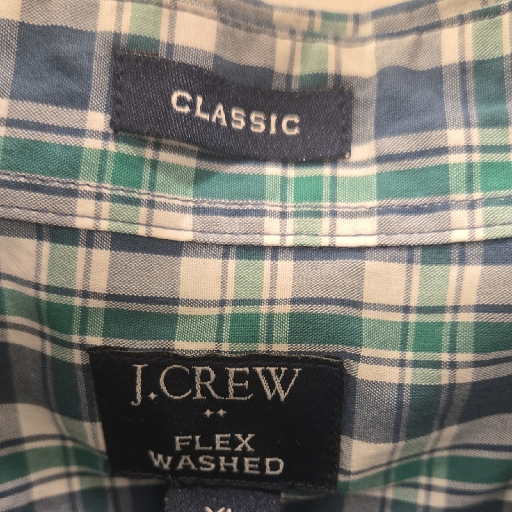 J. Crew Navy and Green Checkered Shirt - Picture 3 of 10